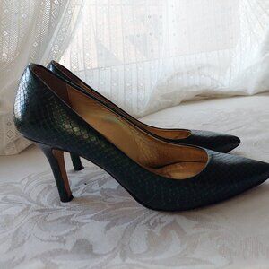 Ron White Size 38.5 Made In Italy croc-embossed leather stiletto pumps